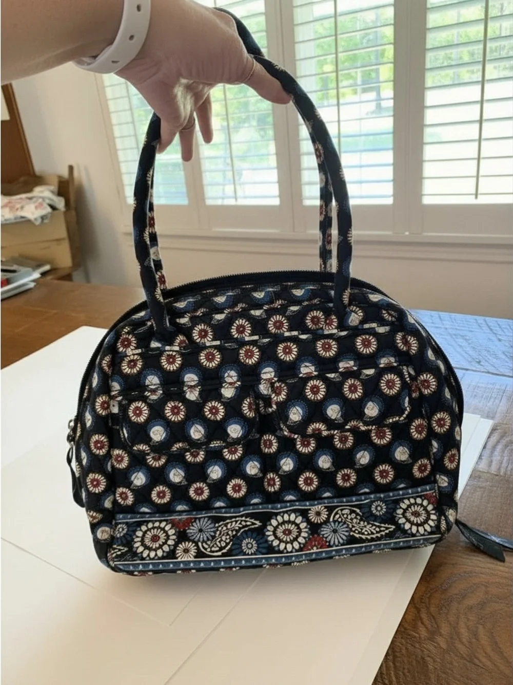 🦉Vera Bradley Night Owl Quilted Multi Compartment Satchel Handbag Retired